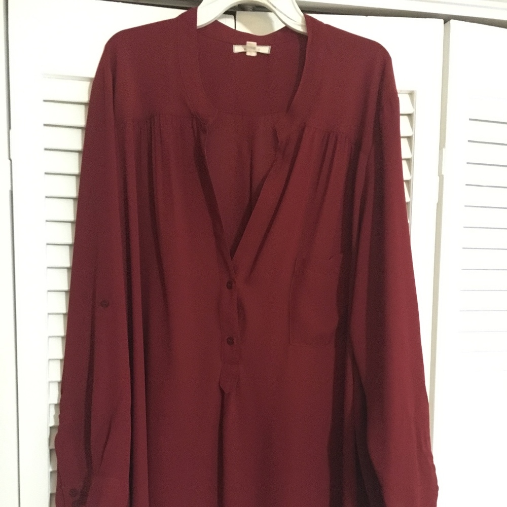 Women's 2X Maroon Blouse